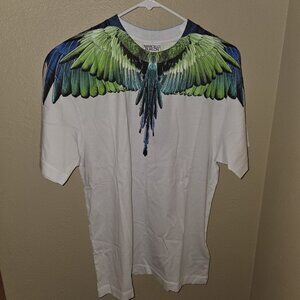 Marcelo Burlon Mens XS Curved Wings T-Shirt, Bird Collar Design